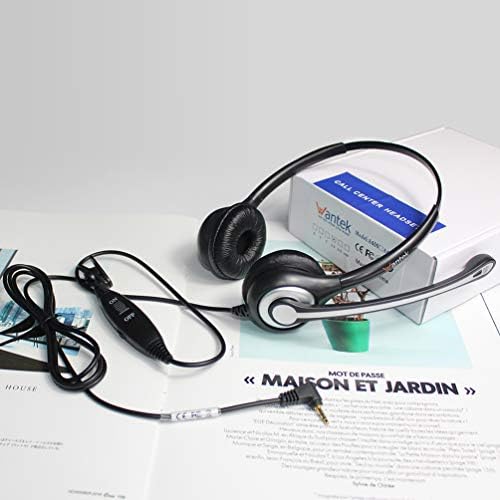 Fone de telefone do escritório de wantek, fone de ouvido de 2,5 mm com ruído de microfone compatível com telefones sem fio Panasonic
