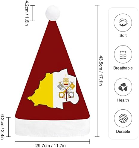 Mapa da bandeira da cidade do Vaticano chapéu de natal chapéu de santa engraçado chapéus de natal chapéus para mulheres/homens