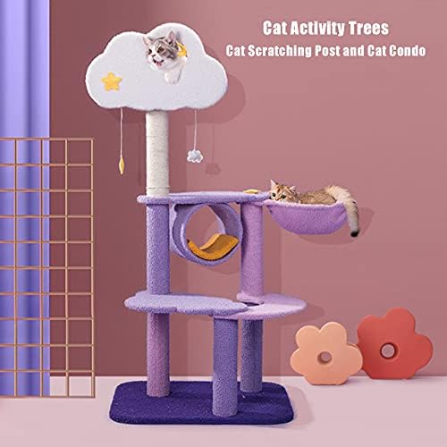 KKVV Cat Tree Cat Tower para gatos internos, condomínio de casa de gatos de vários níveis com túnel e bola de brinquedo, 2 poleiros