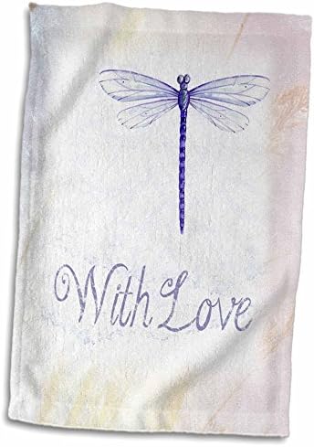 Imagem de rosa 3d de libélula roxa com toalha de mão de word love, 15 x 22, multicolor