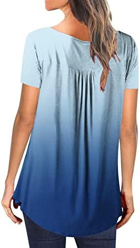túnica de túnica de verão feminina para leggings gradiente V camiseta de botão pesco