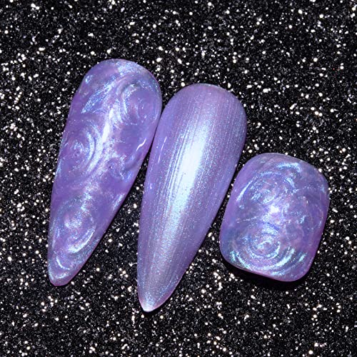 Mizhse Purple Pearl Gel Polhness Mermaid Shell Thread Bel Gel Blue Shimmer UV LED MOLO