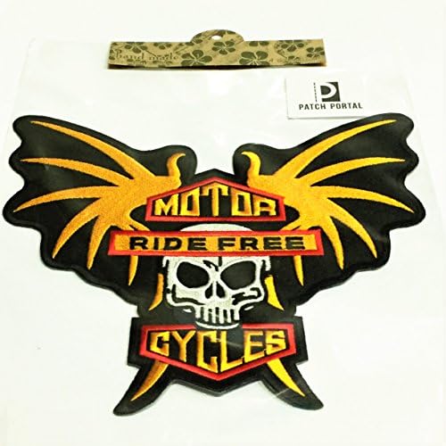 Patch Portal grande motociclista Skull 8 polegadas Bat Wings Bordado Motocicleta MC Club Diy Applique Costure Ferro