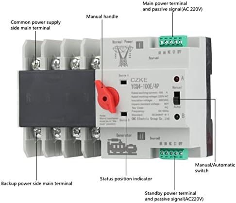 HWGO YCQ4-100E/4P 63A 100A DIN ATS ATS para PV e Inverter Dune Power Automatic Transfer Seletor Switches