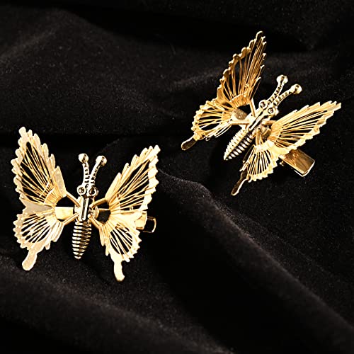 Deeka 12 PCs Moving Butterfly Clips 3D Metal Gold Prata Black Moving Wings Acessórios para cabelos de borboleta 90