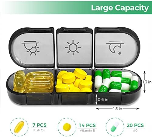 Organizador semanal da pílula 3 vezes ao dia, Puliv portátil Caixa de comprimidos de viagem 7 dias com grandes recipientes