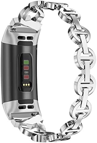 Toyouths Compatível com Fitbit Charge 4 Bandas/Charge 3 Bandas para mulheres, pulseiras de metal premium Bling Bracelet Purmands Bandas