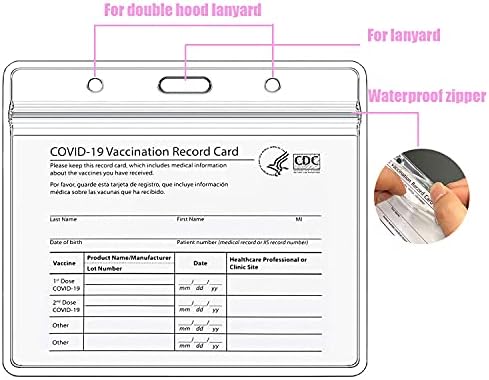 [Upgrade] Protetor de cartões de vacina com 5 pacote com cordão, protetor de cartão de imunização do cartão de identificação