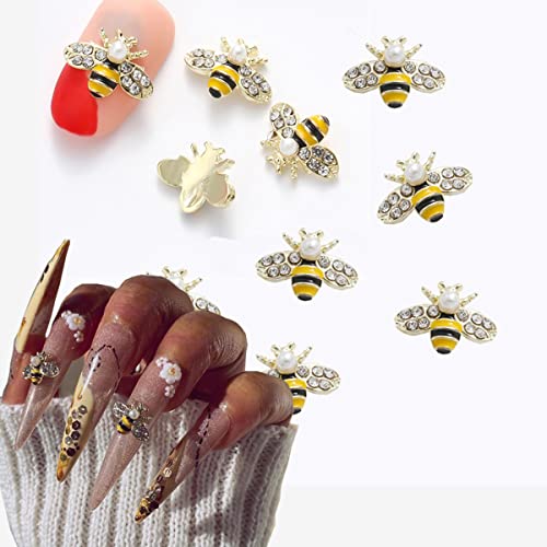 5pcs/lote glitter aranha dourada abelha 3d unhas jóias jóias diy pérolas ligas unhas decorações de unhas de unhas