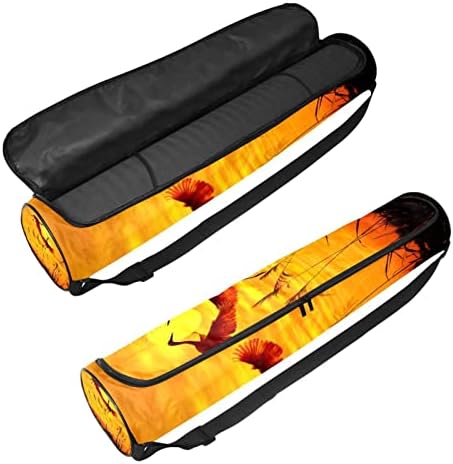 Sunset Red Crane Yoga Mat Bags Full-Zip Yoga Bolsa de transporte para homens, Exercício de ioga transportadora com cinta ajustável