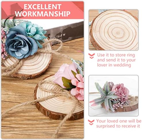 Nuobesty Woodsy Decor Woodsy Wooden Wedding Ring Porter Pillow: Rustic Wedding Ring Solter Flor Wood Flice de noivado Caixa