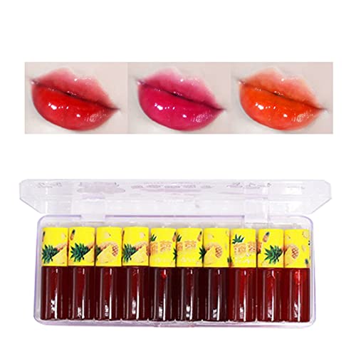 Girl Lip Plumper Lip Gloss Conjunto de cócegas de 10 vidros labiais Lip Lip Glace Creative para uso diário Velvet Liquid