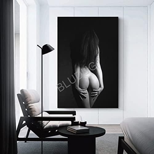 Bludug Sexy Girl Quarto impresso, pôster sensual da mulher, decoração de parede de parede preta e branca Posters de pintura e