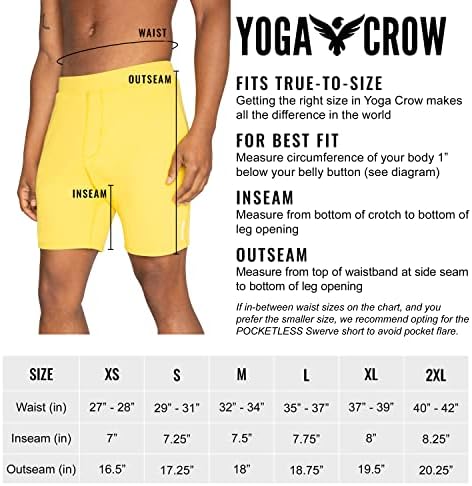 Yoga Crow Swerve de shorts de ioga masculino com forro interno resistente ao odor, roupas ativas, treino, academia,