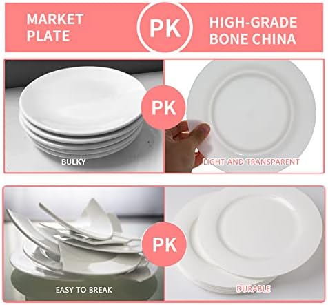 WPSLNWO Placa de jantar de osso branco China Conjunto de 6, 10,5 polegadas de almoço ou prato, conjunto de talheres redondos brancos