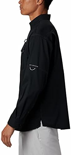 Camisa de manga longa e de manga longa da Columbia Men Drag Offshore, UPF 40 Proteção, tecido de wicking de umidade preto, x-small