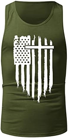 Xxbr 4 de julho Tampo patriótico Tampo para homens, Retro American Flag Sleeseless Summer Racerback Workout Gym Tanks