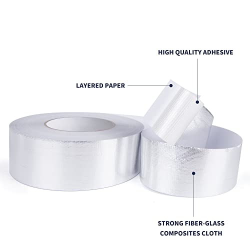 Fita de alumínio de fibra de fibra de vidro TapeBear, fita ducta de isolamento profissional de alta temperatura, resistência