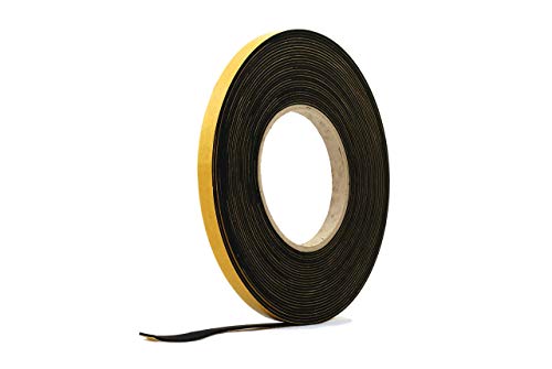 Tira de esponja auto-adesiva de borracha neoprene preta de 3/8 de largura x 1/16 de espessura x 33 pés de comprimento