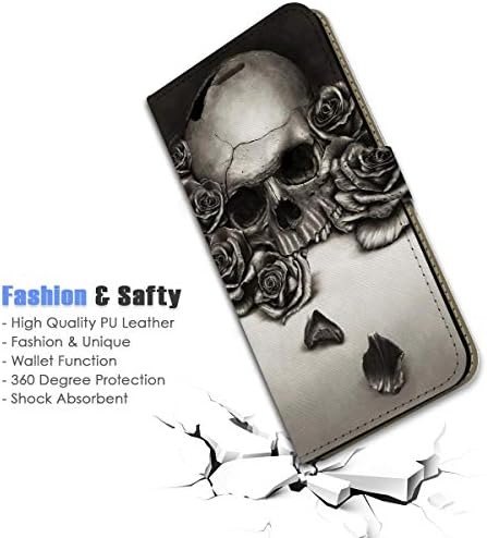 Para iPhone XS, iPhone X, capa de capa de carteira Flip Wallet, A23213 Cool Skull 23213