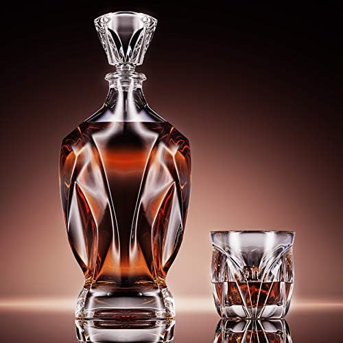 Aegis Whisky Decanter & Glass Conjunto. Decanter de 25 onças de álcool e licor para rum escocês de vodka de bourbon com