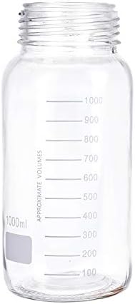 Moonetto 3 pacote de 1000 ml de boca larga graduada em reagente reagente/armazenamento garrafa de vidro de laboratório com gl80