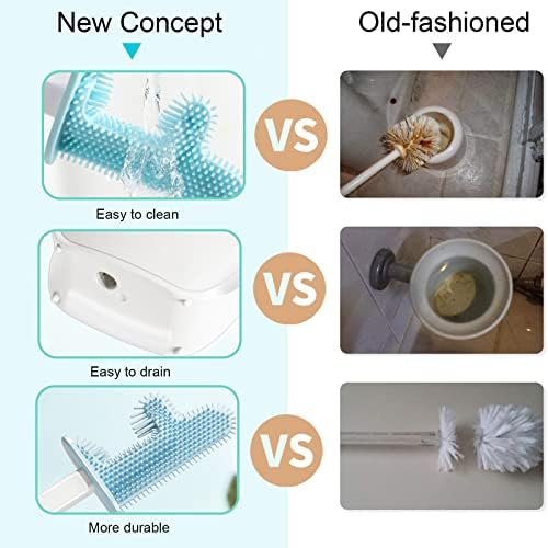 Escova de tigela de vaso sanitário srhimeos, escova de tigela de vaso sanitário de cactos de silício, 360 ° sem limpeza
