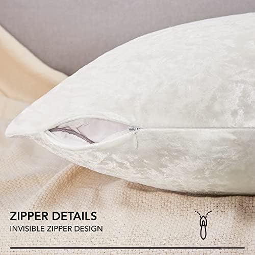 Capas de almofada super macia Deconovo, Casas de travesseiro de arremesso decorativo de veludo branco para sofá, cama - 2