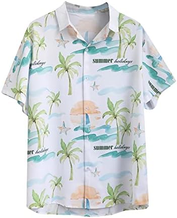 Camisas masculinas homens primavera no verão single single bastted lapela de lapela completa praia de praia curta manga curta