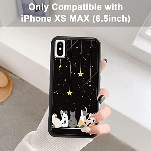 Black fofo gato iphone xs max capa - capa de iphone de gato fofo de 6,5 polegadas, design de padrões não deslizantes e absorção