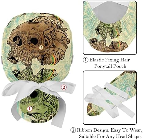 Niaocpwy 2 pacote de trabalho feminino com botões Tirada de fita Back Skull Chaves longas capas