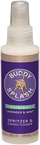 Buddy Splash Dog Desodorizer e condicionador de cães, fórmula fácil, spray -on com extratos botânicos, lavanda e hortelã - 4 fl. Oz.