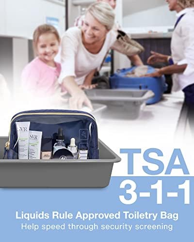 Bagsmart TSA Bolsa de higieness aprovada, 3 pacote de maquiagem clara Organizador de bolsa cosmética, bolsa de viagem