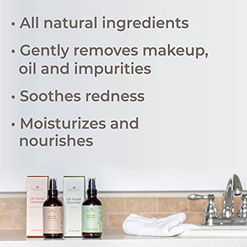 Limpador facial de óleo de terapia vegetal para pele normal/seca 4 oz, remove suavemente a sujeira, maquiagem e outras impurezas