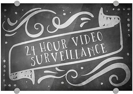 CGSignLab | Video de vigilância de 24 horas -Sinal de acrílico premium de Banner do Chalk | 18 x12