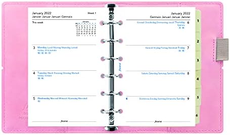 Filofax Domino Organizador suave, tamanho do bolso, rosa pálido-aparência de couro, capa tátil macia, seis anéis, diário de calendário