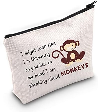 Mnigiu Macaco engraçado Macaco Cosmético Monkey Amante Presente Estou pensando em Monkeys Travel Zipper bolsa bolsa de produtos