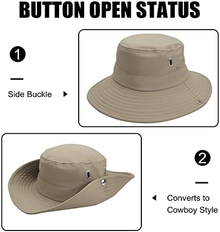 Muryobao Men Sun Hat Hat Summer Wide Brim UPF 50+ Chapéus de Boonie respiráveis ​​BOONIA CAP DE Safari impermeável