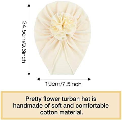 Cinaci 8 Pacote de algodão macio Chapéus de turbante sólido Caps Feios Headwraps com Big Flower Bow para meninas infantis crianças