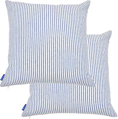 Pacote Jes & Medis de 2 travesseiros de algodão decoração listrada de casas quadradas Capas de travesseiros conjuntos para