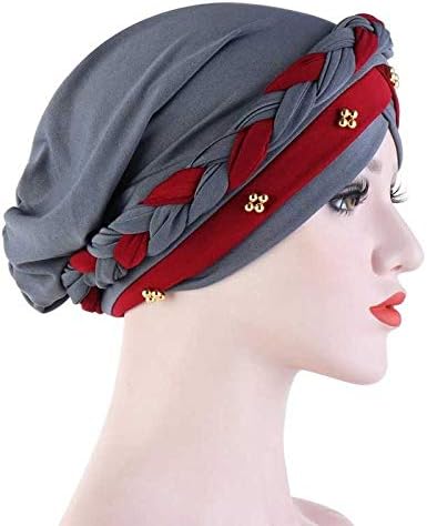WPYYI Bonra-cor de duas cores Hijab Caps Spring e Autumn Muslim Wrap Turban Cap Moda de algodão Hijabs Bonnet Pronto