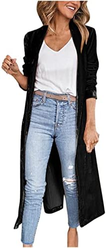 Long Cardigan Jackets femininos clássicos de manga longa de manga longa de bolso de bolso dianteiro Pullovers