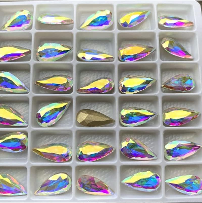Amarcking 10pcs Teardrop AB Crystal Glitter Glitter Fancy Strings Offt Crafts Design 3D para decorações