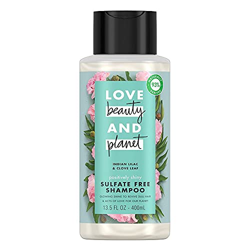 Love Beauty Planet Planeta Positivamente Shampoo brilhante, folha de cravo lilás indiano, 13,5 fl oz