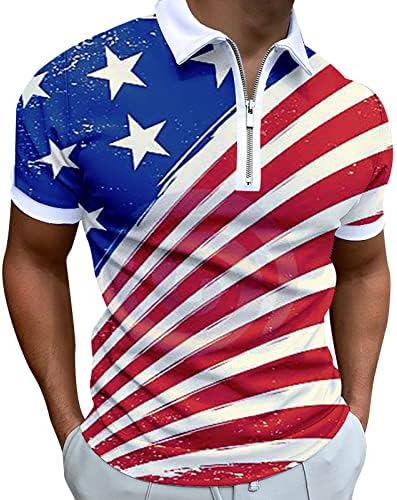 4 de julho Camisas pólo para homens Summer USA FLAND 3D PRIMA