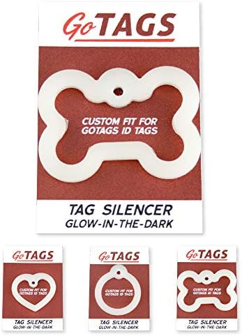 Silenciadores de etiquetas de cachorro gotags, brilho no silenciador escuro para acalmar etiquetas de estimação barulhentas