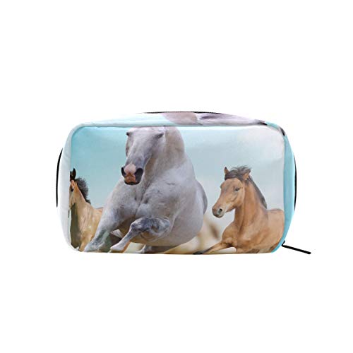 Unicey Running Horses Group Makeup Bags Tote portátil Cosméticos Bolsa Viagem Travel Cosméticos Casos