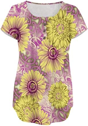 Top casual de manga curta de mulher curta v Scoop pescoço peony margarida floral blusas bustier camisas