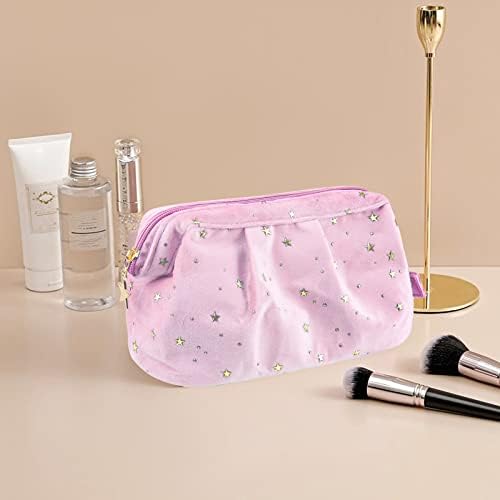Bolsa de maquiagem gutbbepy fofa de grande capacidade de veludo bolsa cosmética bolsa elegante e elegante saco de higiene