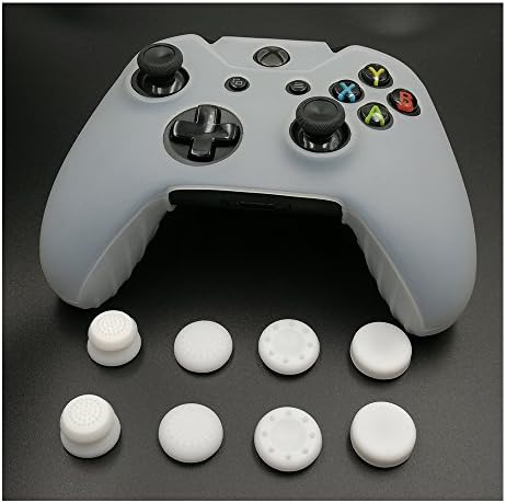 Caixa de pele com capa de silicone branca eeeking para Microsoft Xbox One, Xbox One Slim, Xbox One X e Xbox 360 Controller 1PCS e